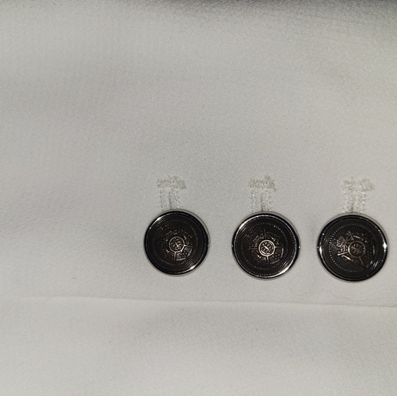 Elegant White Double-Breasted Women's Blazer White Black - Picture 5 of 14